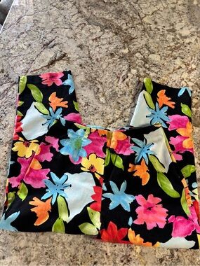 Collection B Black Floral Bermuda Shorts with Bright Multicolor Blooms